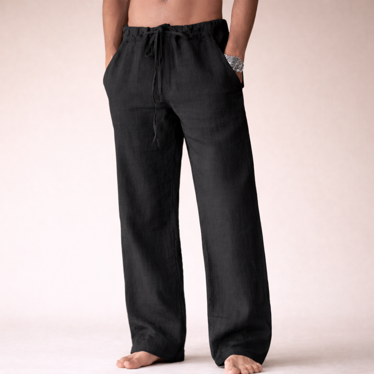 Men's Relaxed Straight Leg Drawstring Trousers