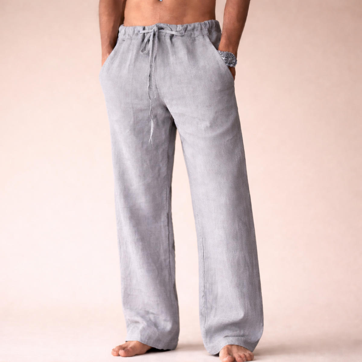 Men's Relaxed Straight Leg Drawstring Trousers