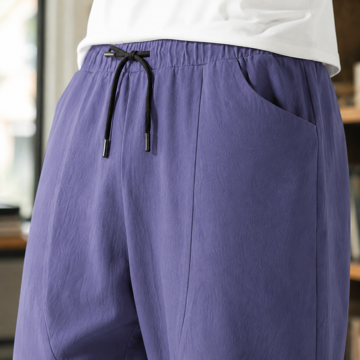 Men's Tapered Cropped Drawstring Trousers