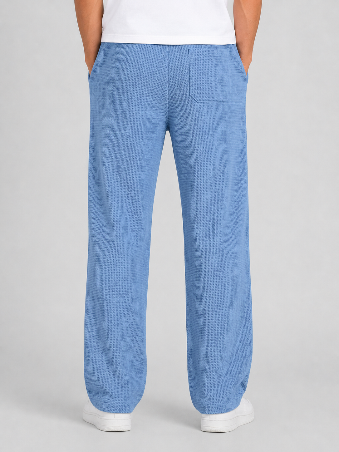 Men's Waffle Knit Straight-Leg Drawstring Trousers