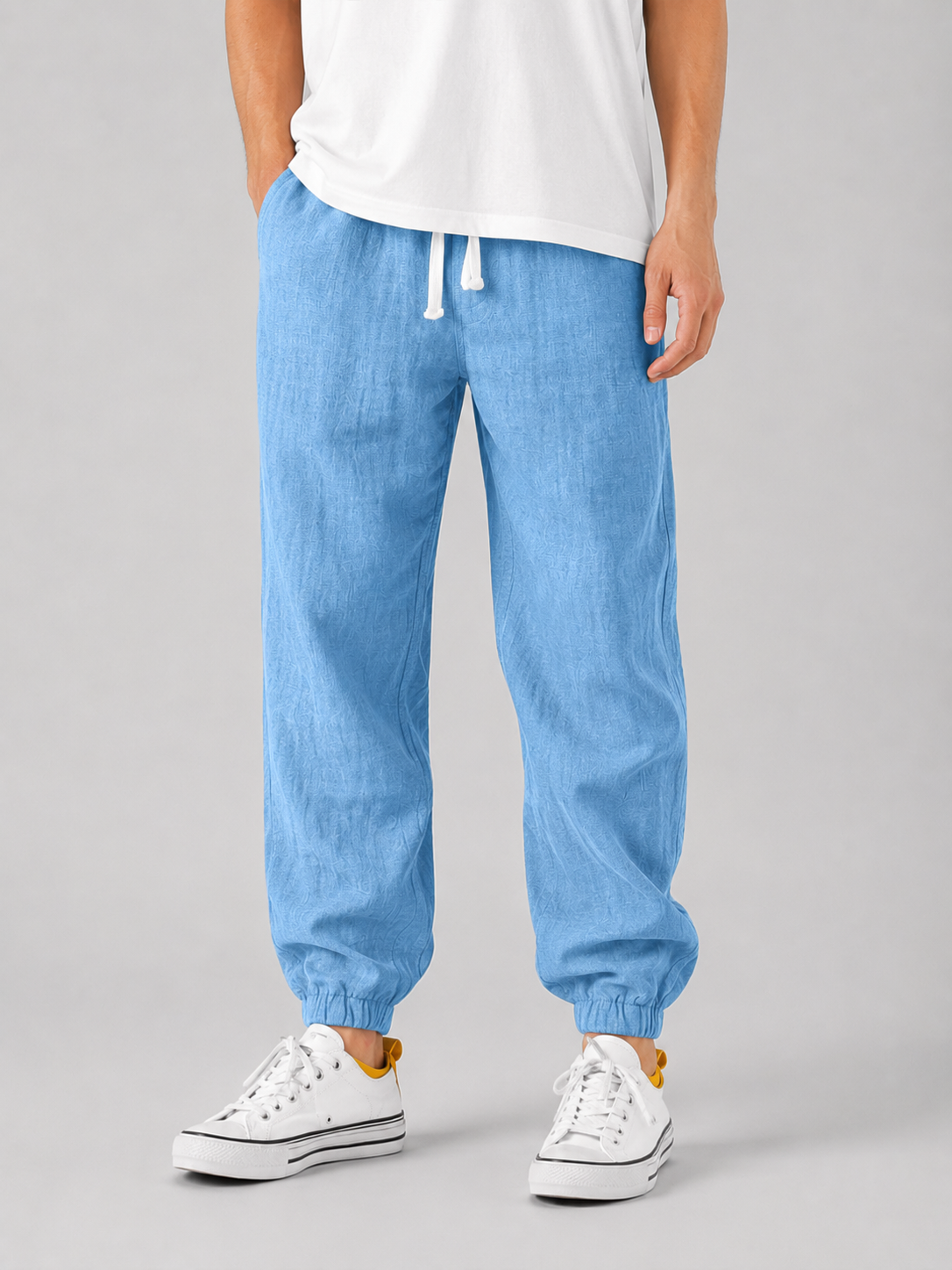 Men's Relaxed Drawstring Joggers with Cuffed Hem