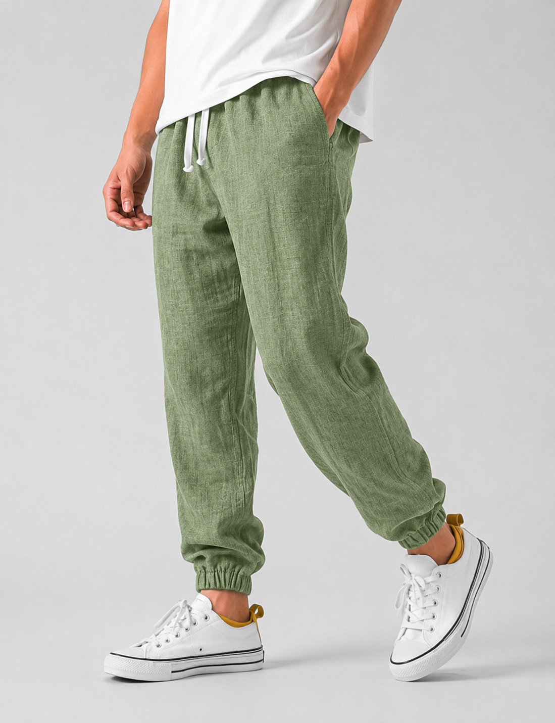 Men's Relaxed Drawstring Joggers with Cuffed Hem