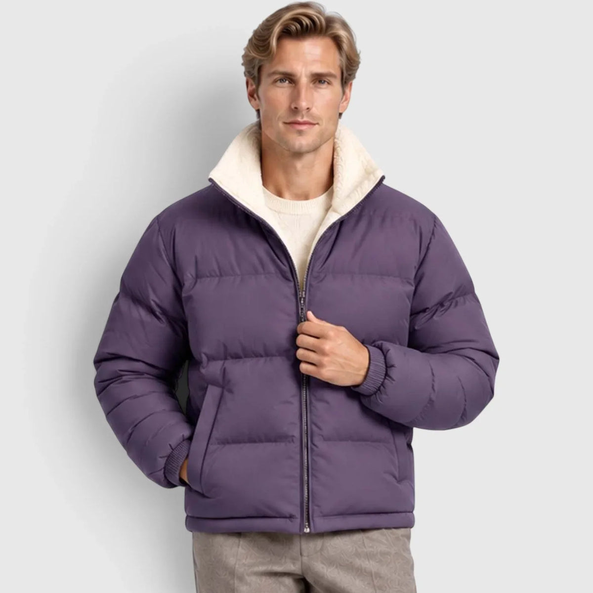 Men's Reversible Stand Collar Puffer Jacket