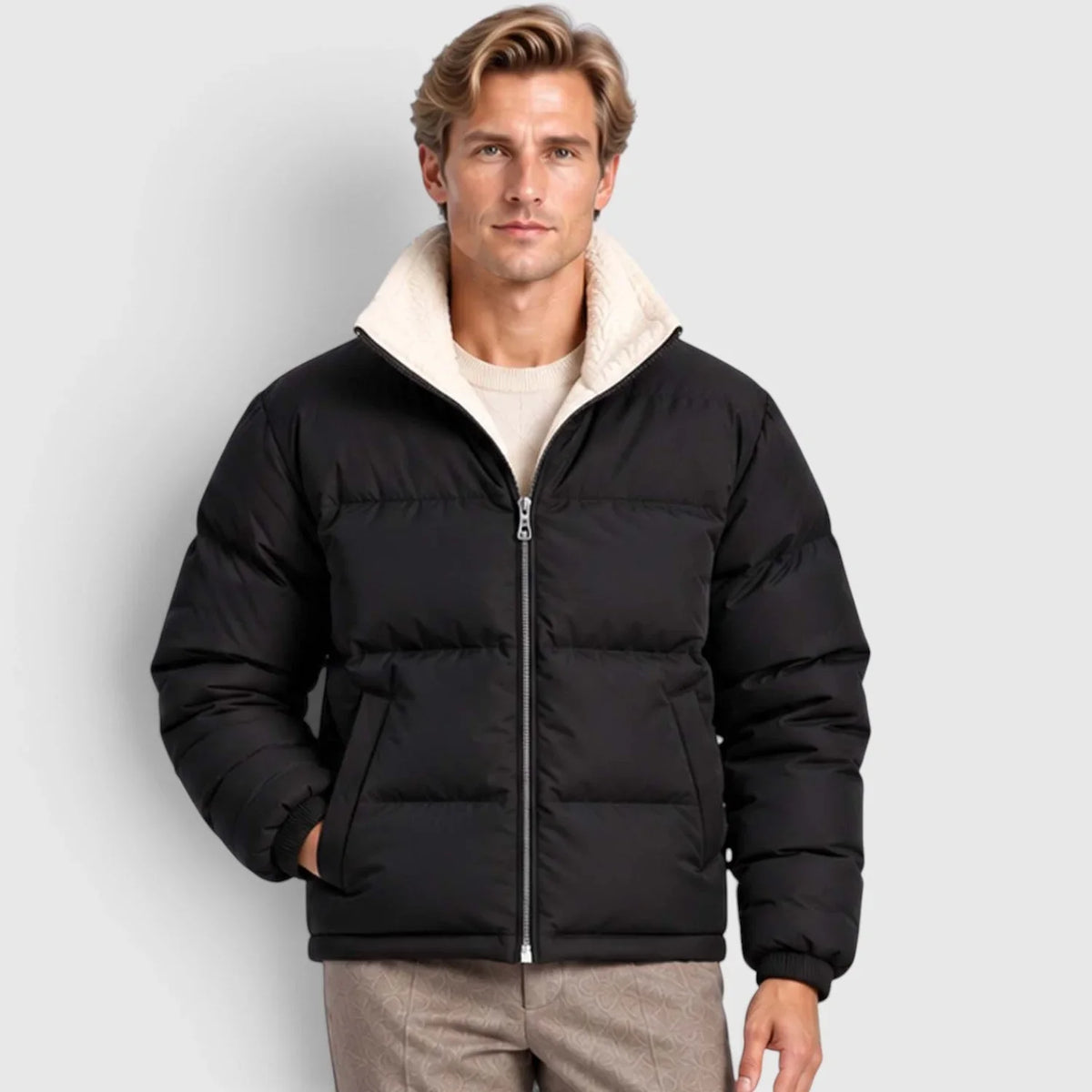 Men's Reversible Stand Collar Puffer Jacket