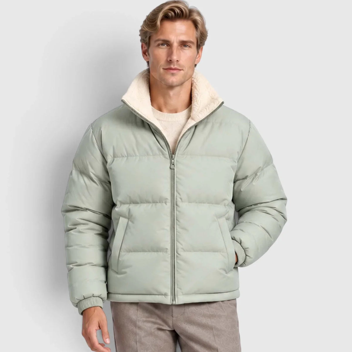 Men's Reversible Stand Collar Puffer Jacket