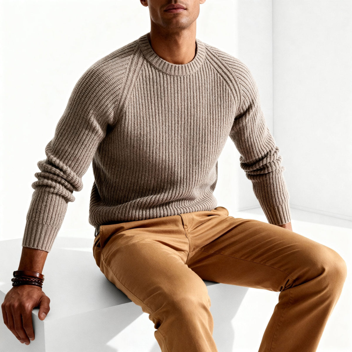 Men's Fisherman Rib Crew Neck Jumper