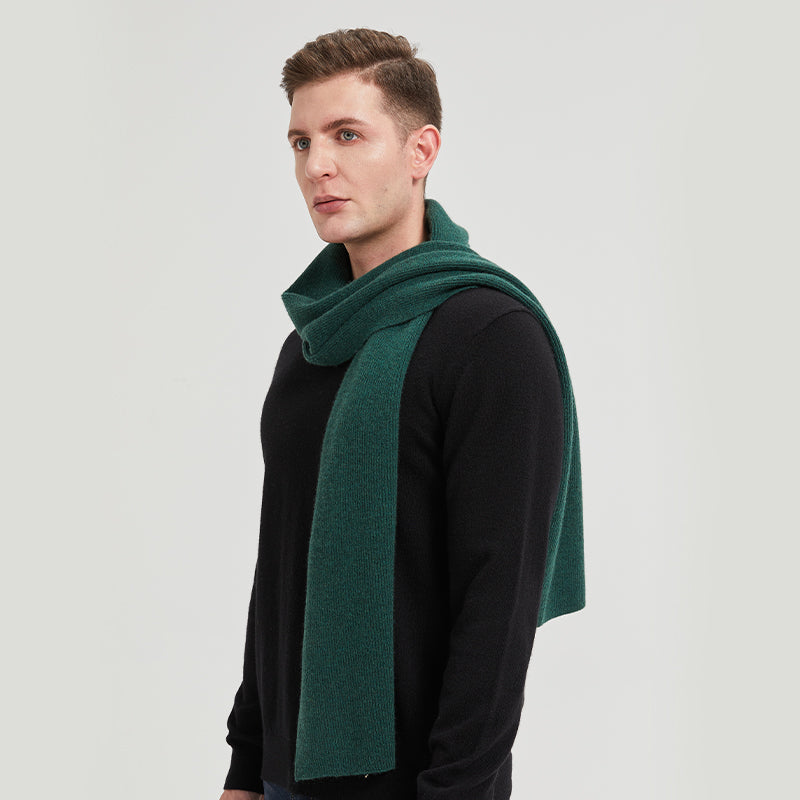 Men's Long Ribbed Knit Winter Scarf