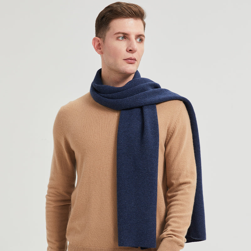 Men's Long Ribbed Knit Winter Scarf