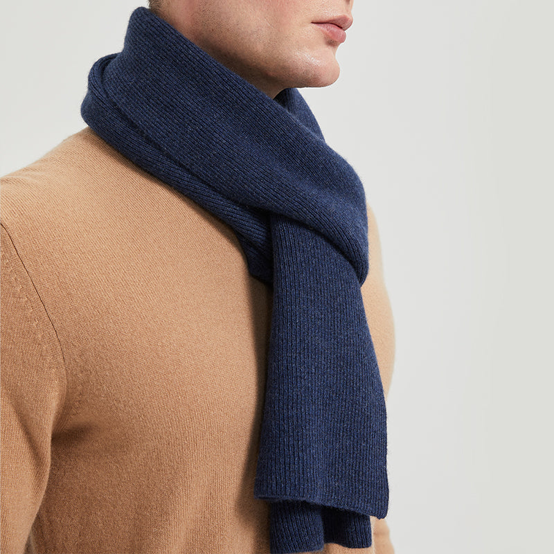 Men's Long Ribbed Knit Winter Scarf