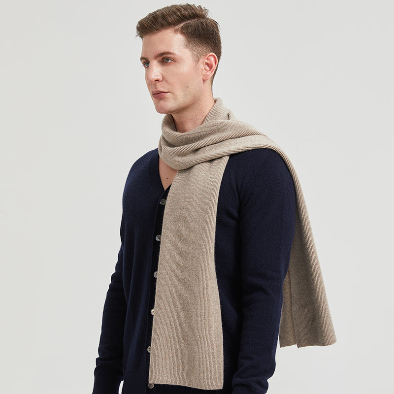 Men's Long Ribbed Knit Winter Scarf