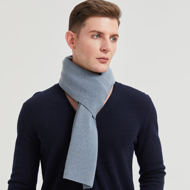 Men's Long Ribbed Knit Winter Scarf