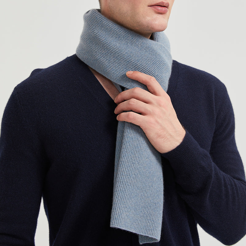 Men's Long Ribbed Knit Winter Scarf