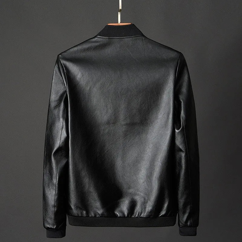 Men's Smooth Bomber Jacket with Ribbed Trim