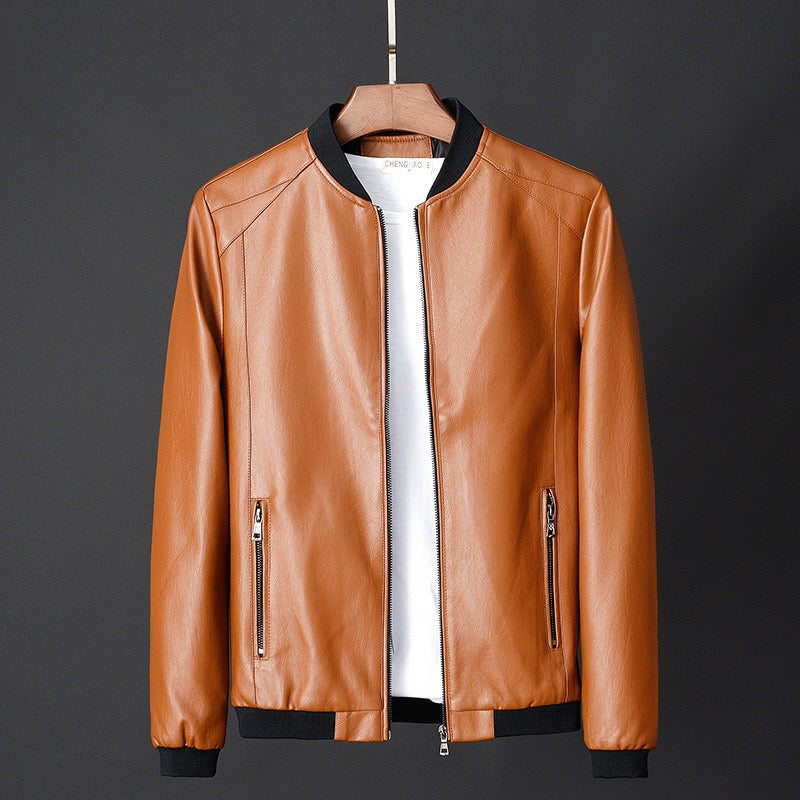 Men's Smooth Bomber Jacket with Ribbed Trim