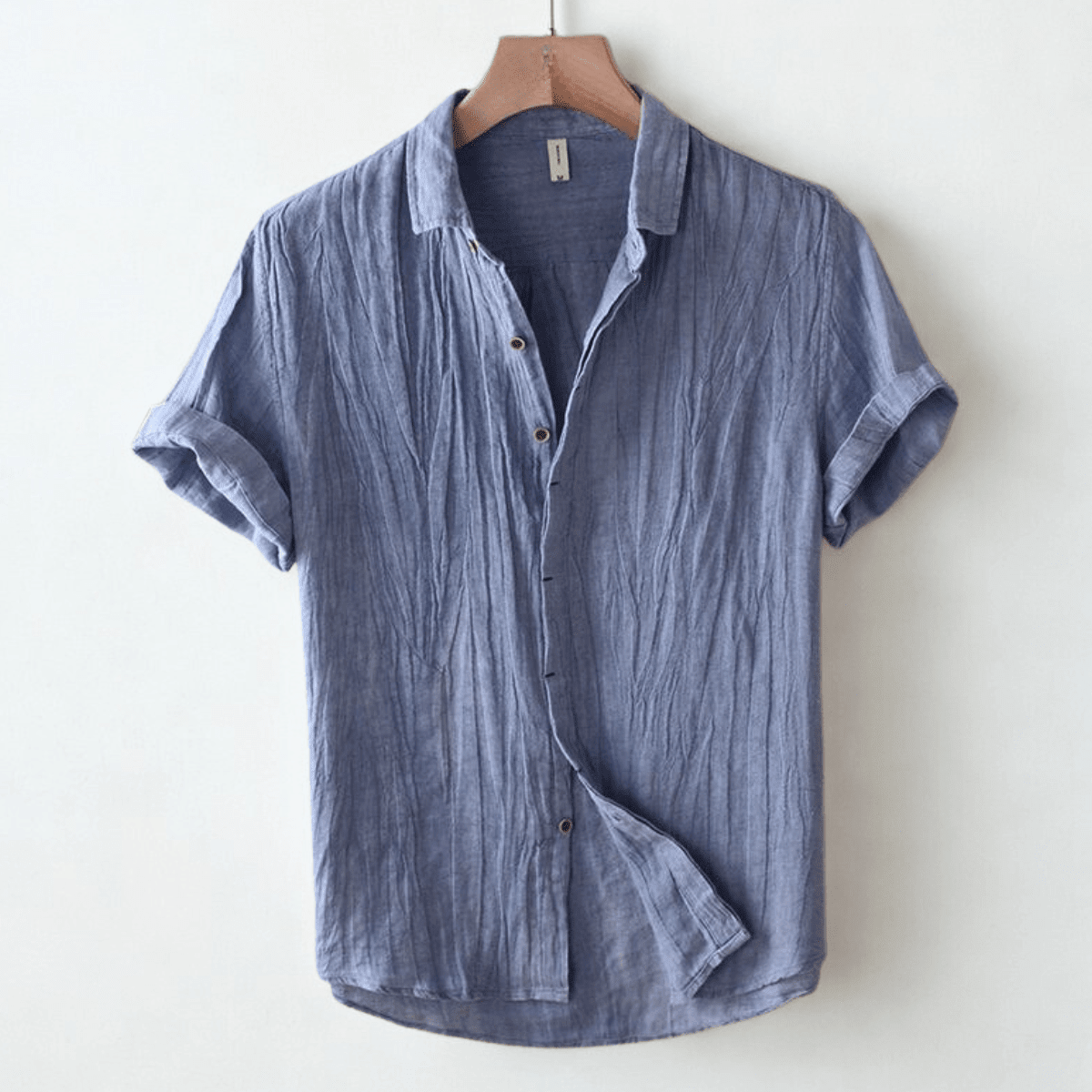 Men's Short Sleeve Crinkle Button-Up Shirt