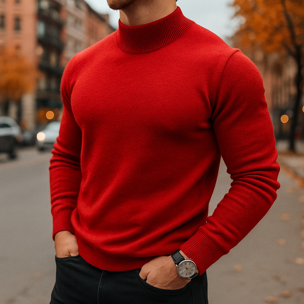 Men's Wool Mock Neck Jumper