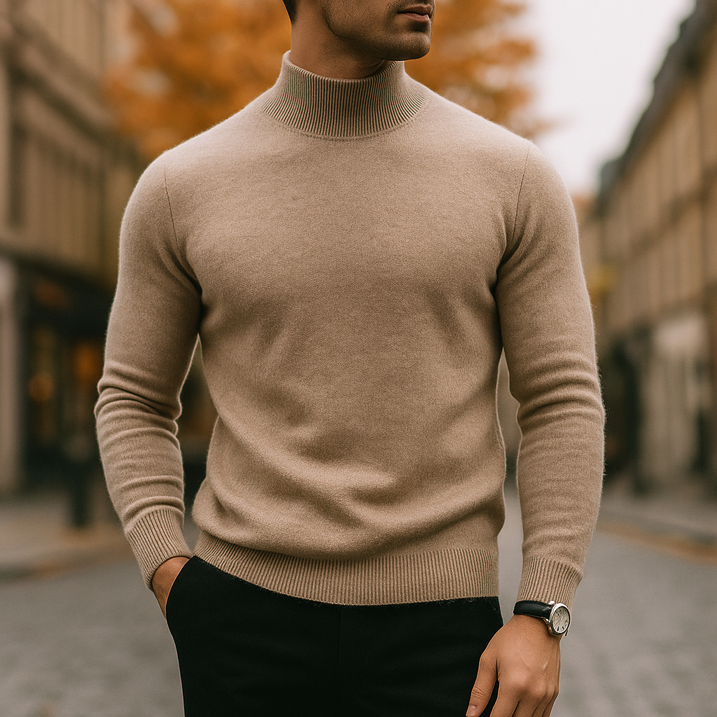 Men's Wool Mock Neck Jumper