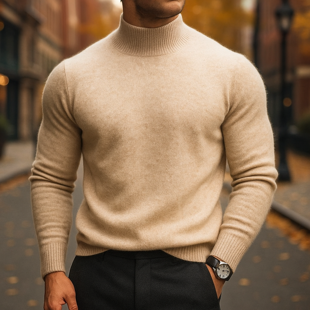Men's Wool Mock Neck Jumper