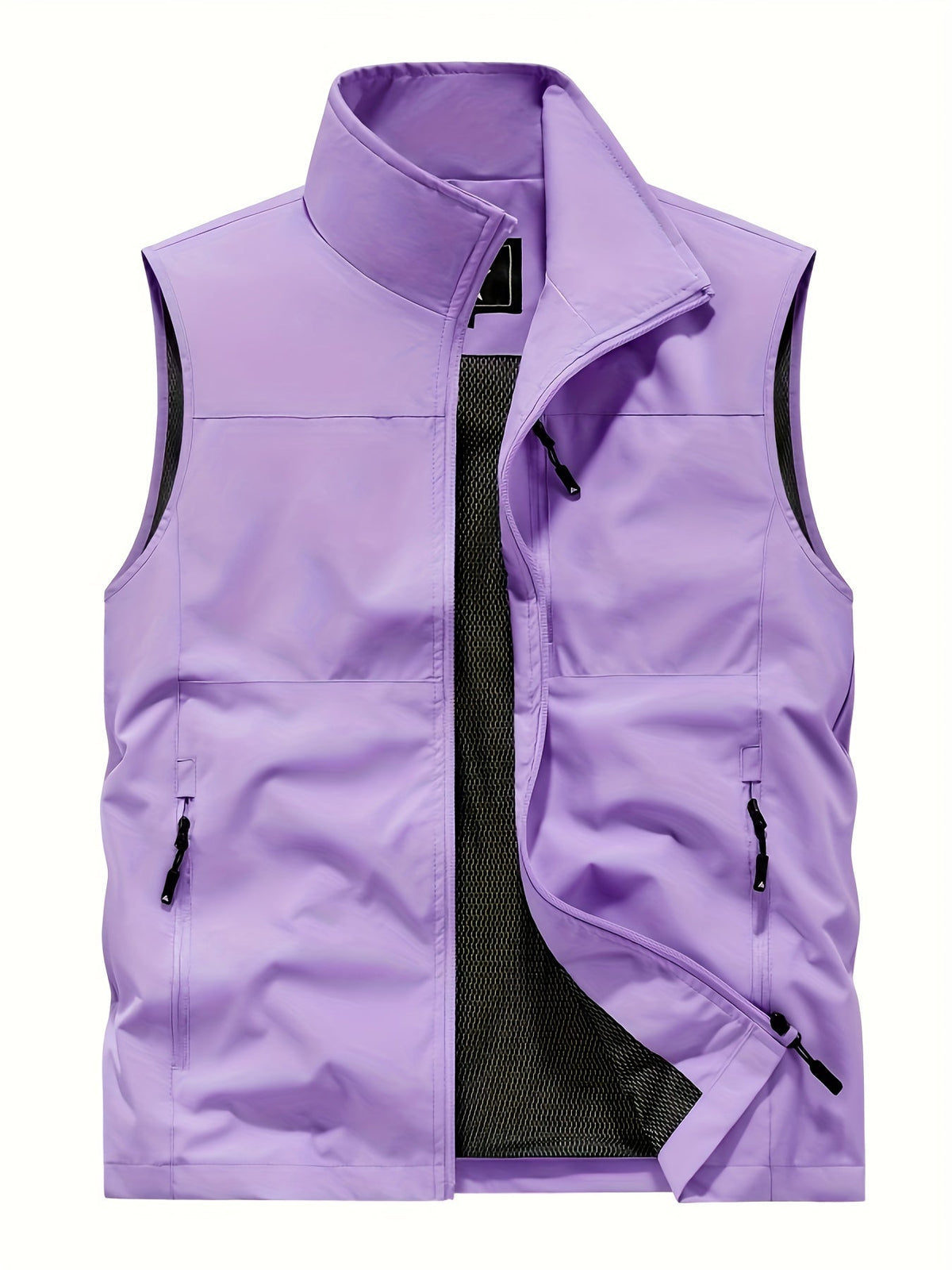 Men's Mesh Lined Zip-Up Gilet with Stand Collar