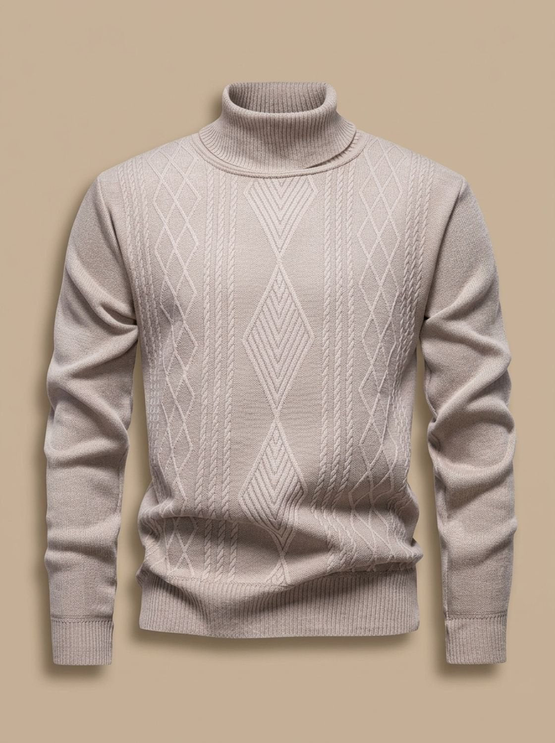 Men's Slim Fit Cable Knit Roll Neck Jumper