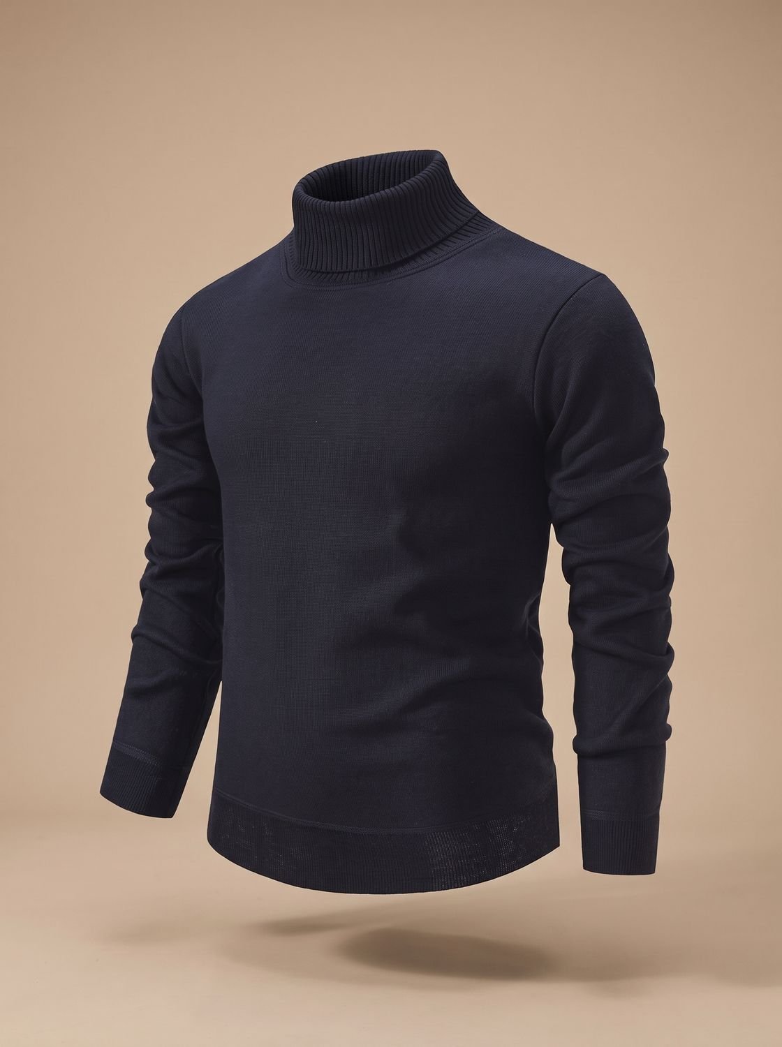 Men's Slim Fit Ribbed Roll Neck Jumper