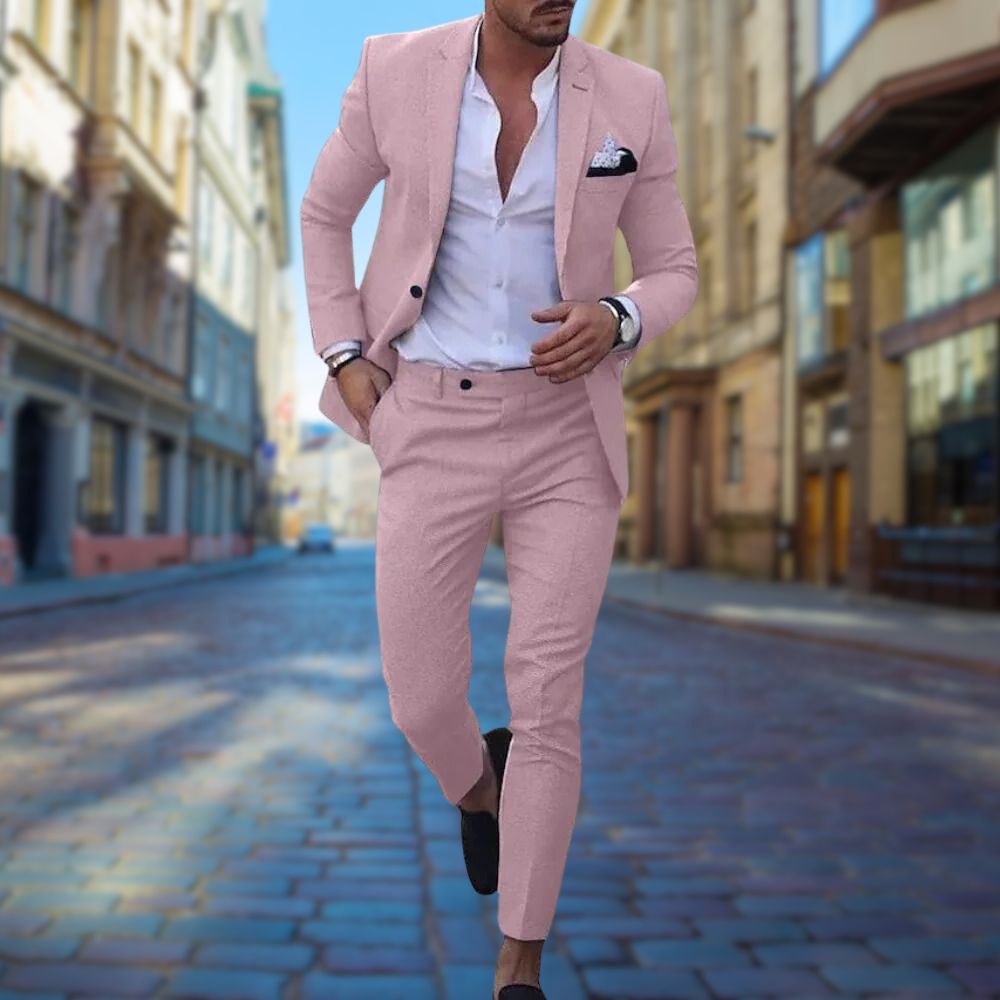 Men's Slim Fit Textured Two-Piece Formal Suit