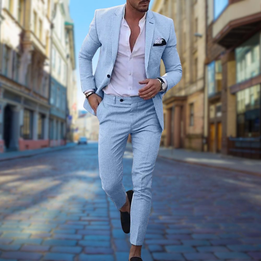 Men's Slim Fit Textured Two-Piece Formal Suit