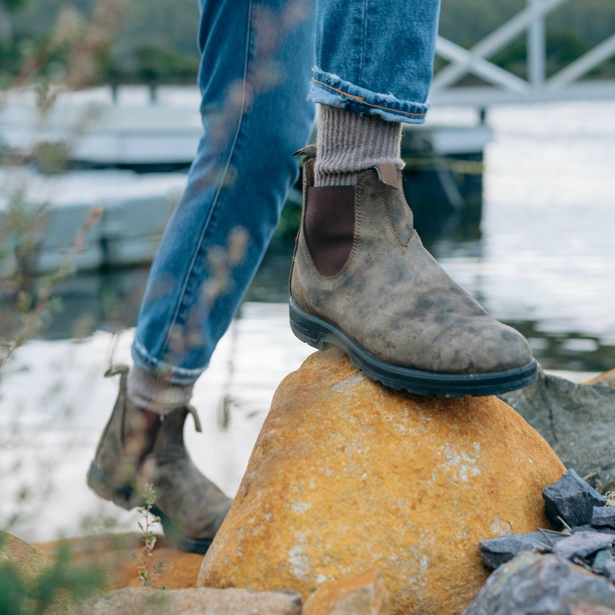 Men's Slip-On Faux Leather Chelsea Boots with Pull Tabs
