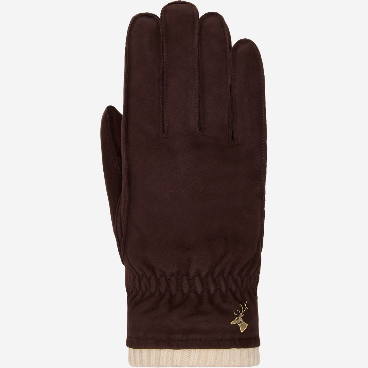 Men's Winter Gloves with Ribbed Cuff in Dark Brown