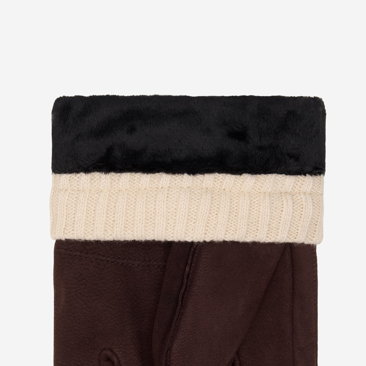 Men's Winter Gloves with Ribbed Cuff in Dark Brown
