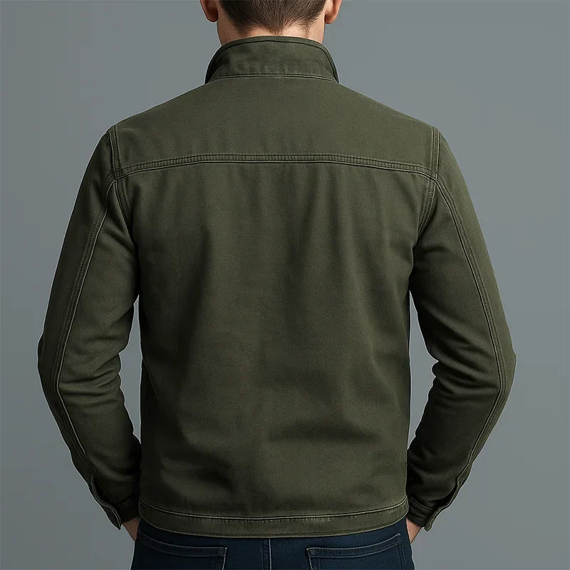 Men's Stand Collar Utility Jacket in Army Green