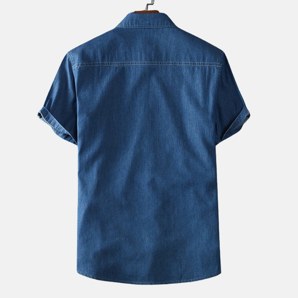 Men's Short Sleeve Button-Up Shirt with Chest Pocket
