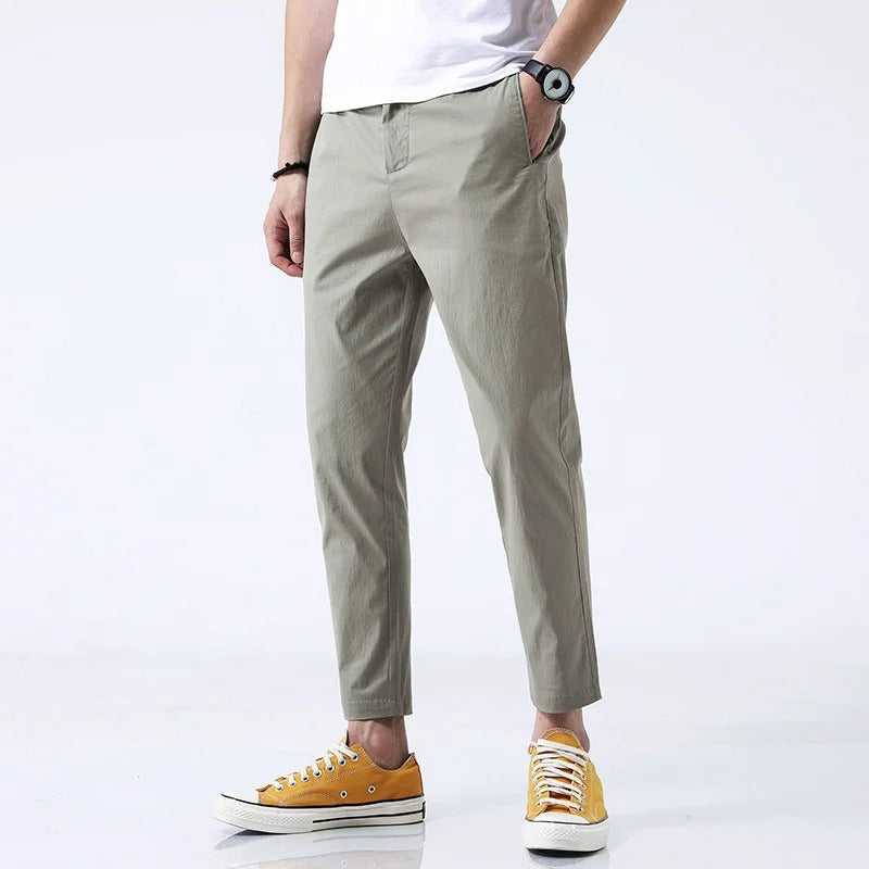 Men's Straight Fit Cropped Ankle Chino Trousers