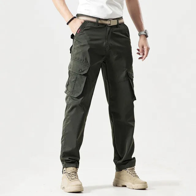 Men's Straight-Leg Cargo Trousers with Flap Pockets