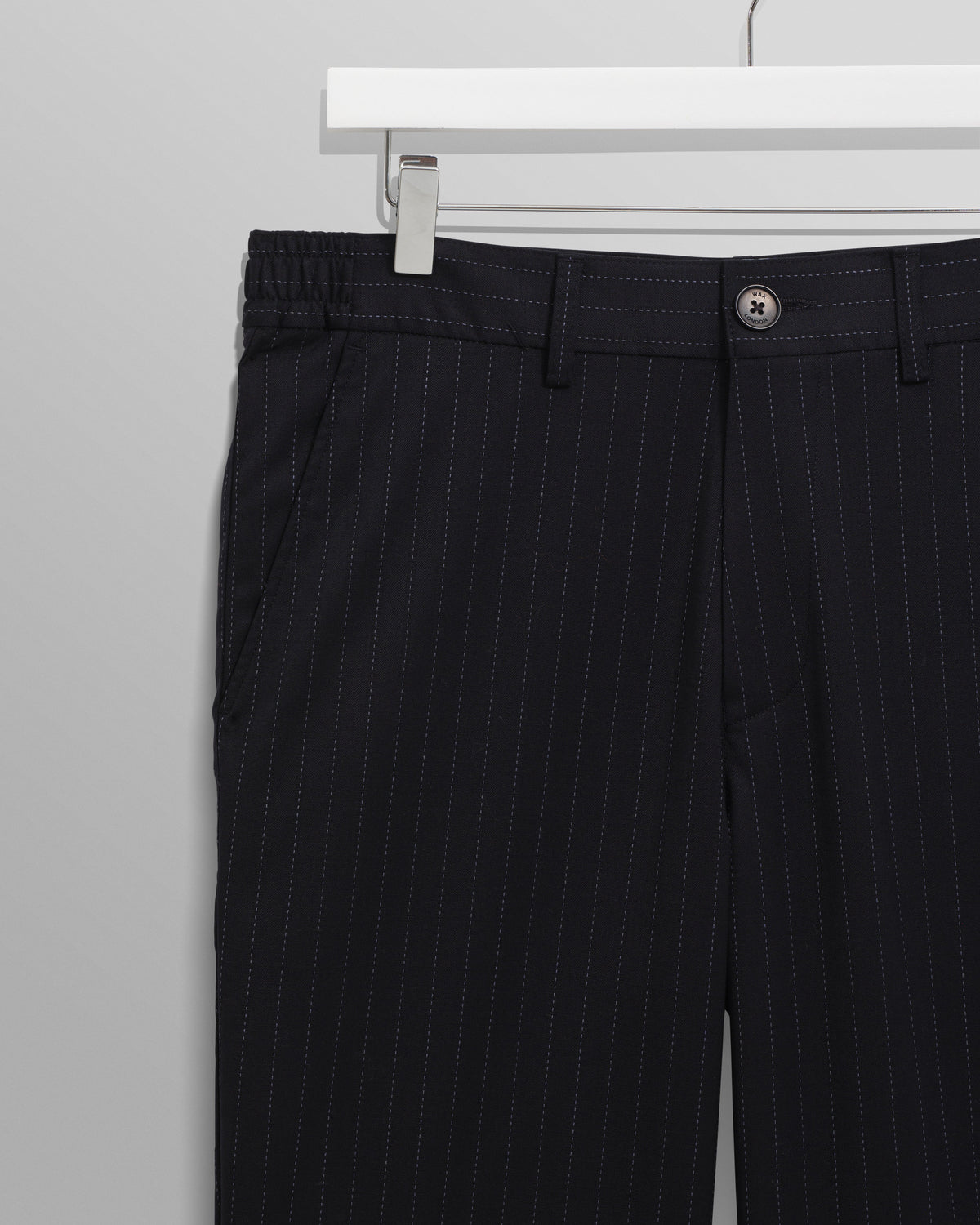 Men's Pinstripe Straight-Leg Trousers in Navy