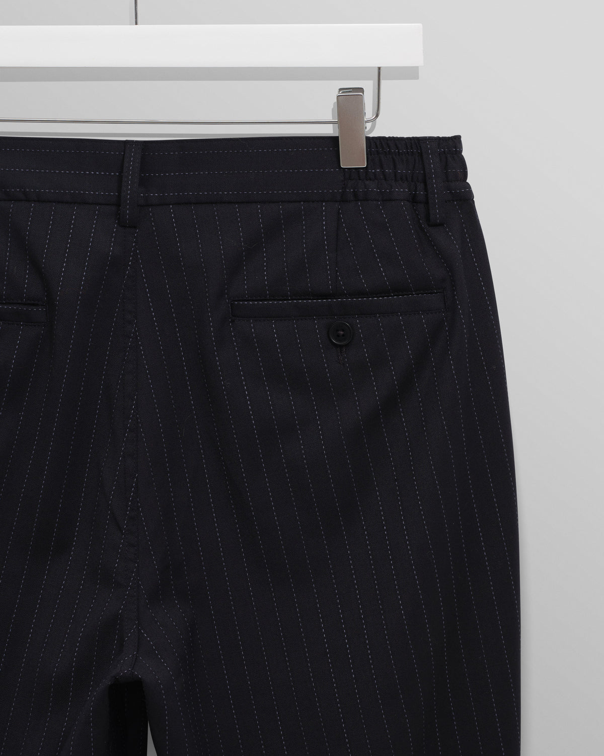 Men's Pinstripe Straight-Leg Trousers in Navy