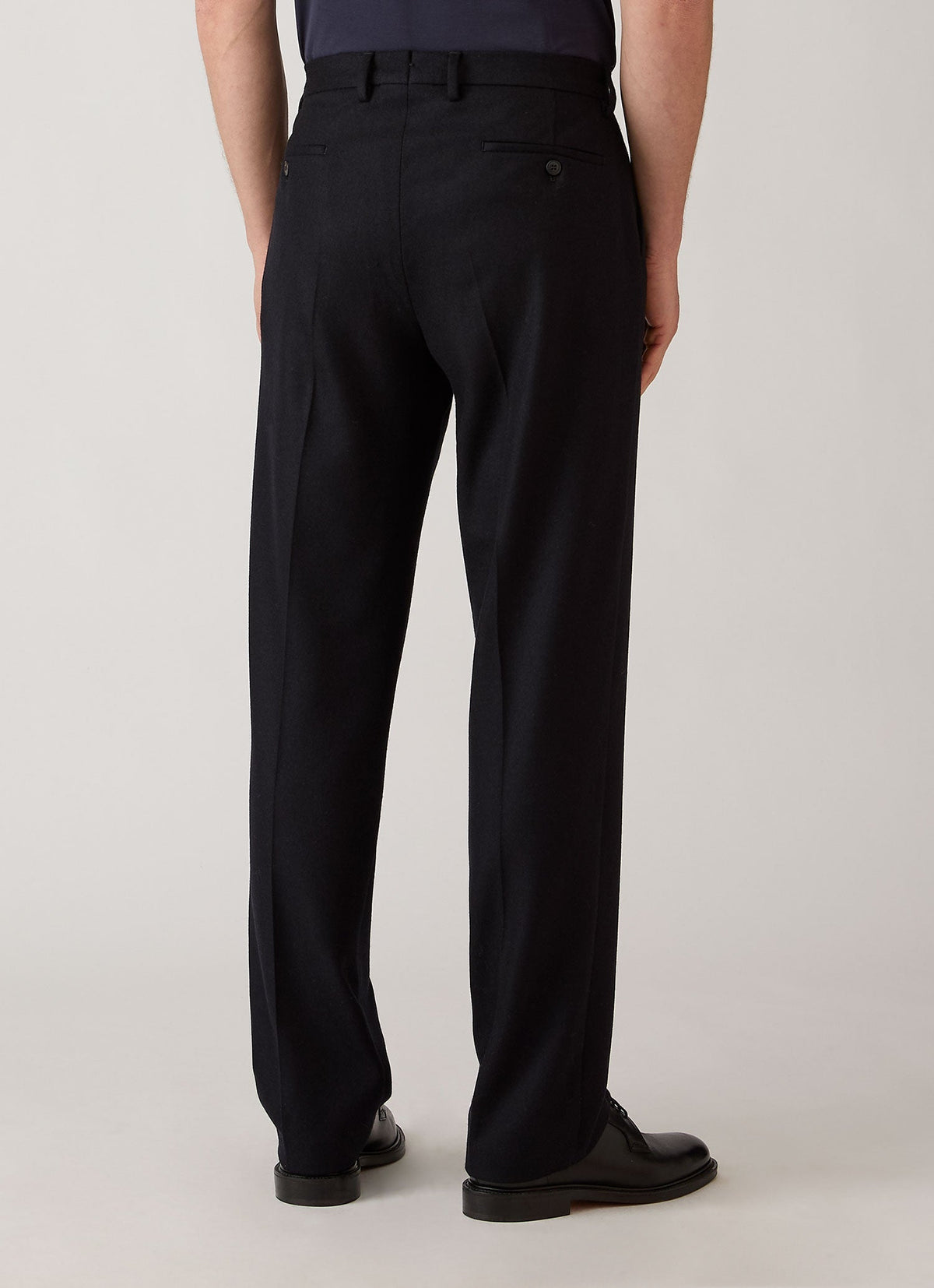 Men's Straight-Leg Tailored Wool-Look Trousers in Navy