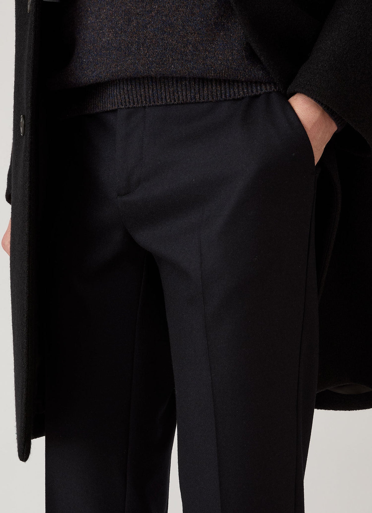 Men's Straight-Leg Tailored Wool-Look Trousers in Navy