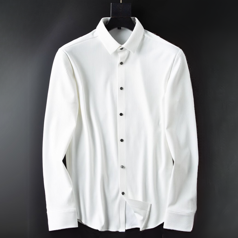 Men's Textured Stripe Long Sleeve Shirt