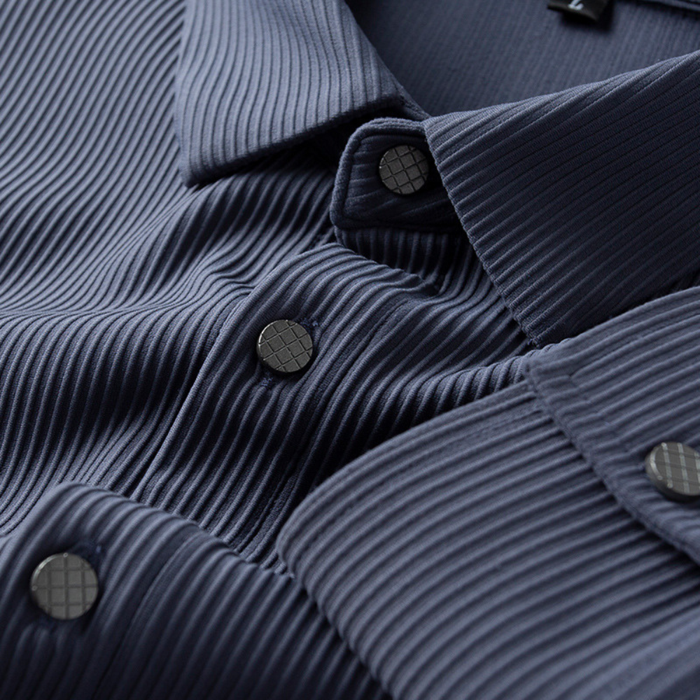 Men's Textured Stripe Long Sleeve Shirt
