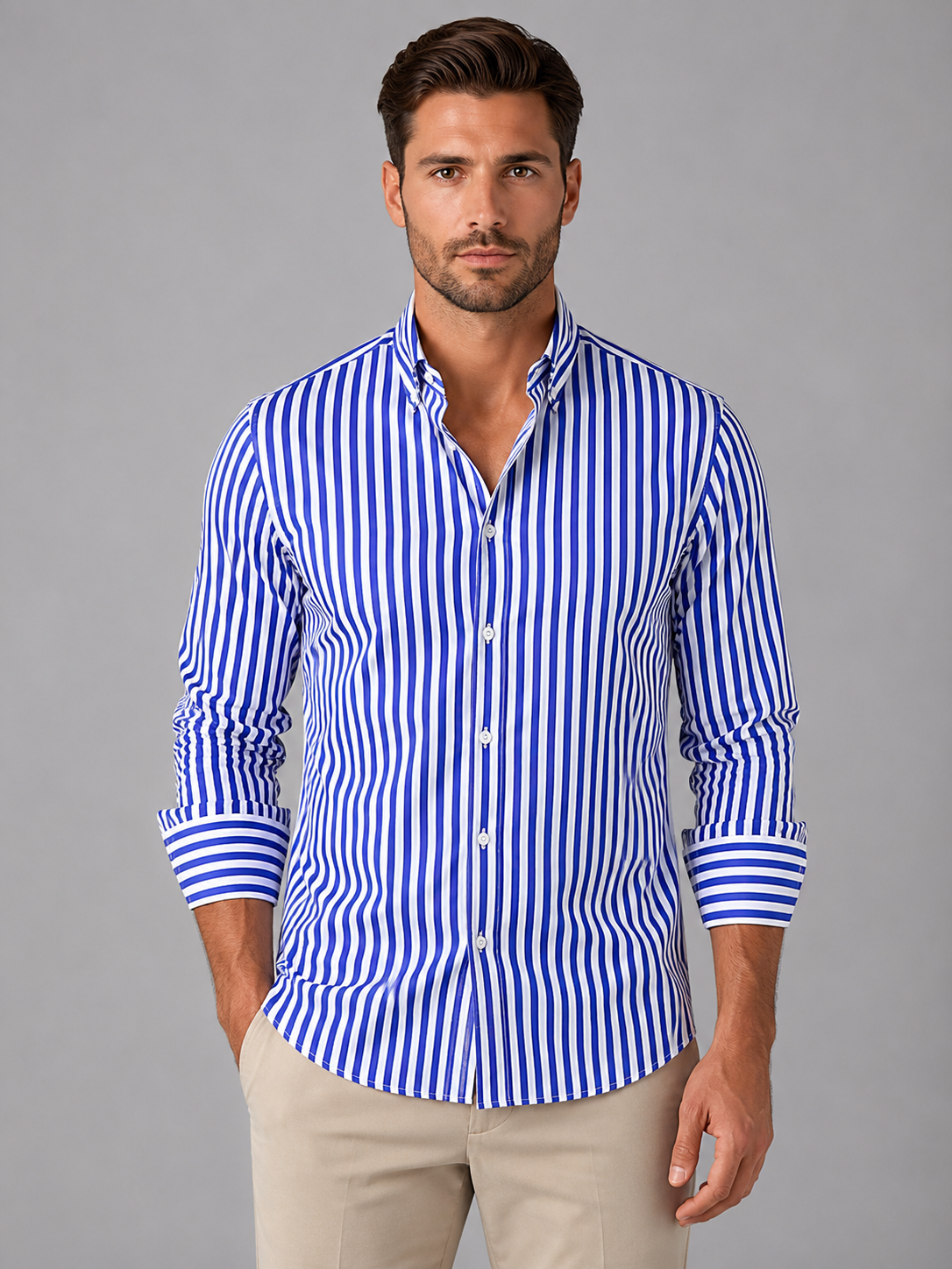 Men's Vertical Stripe Long Sleeve Shirt