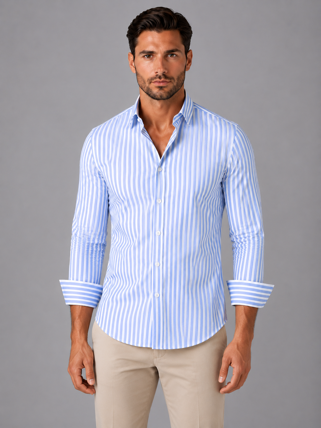 Men's Vertical Stripe Long Sleeve Shirt