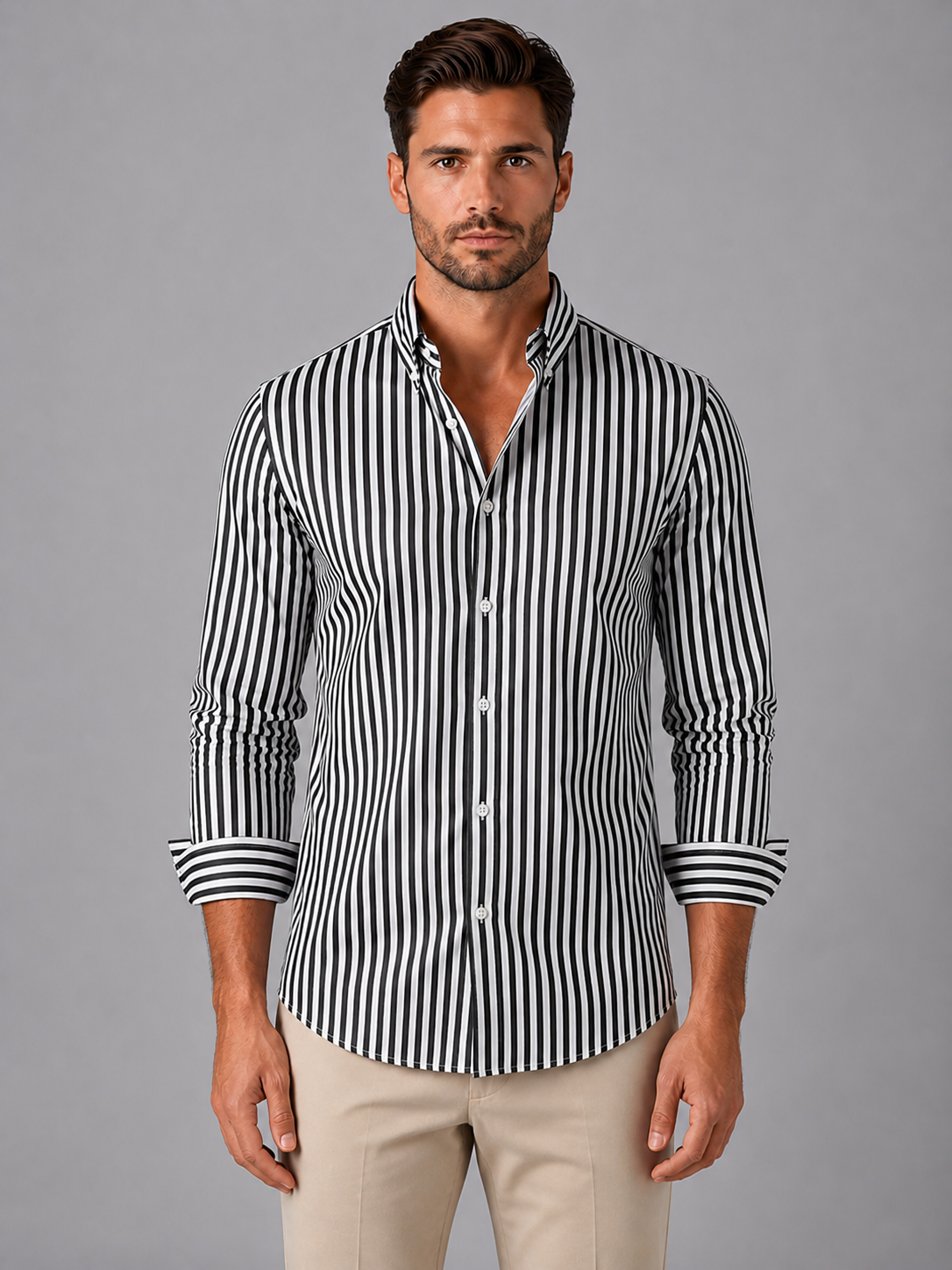 Men's Vertical Stripe Long Sleeve Shirt
