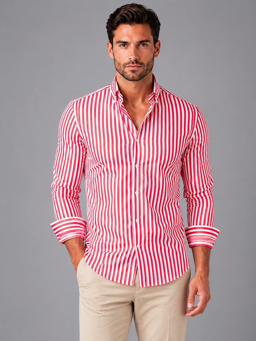 Men's Vertical Stripe Long Sleeve Shirt