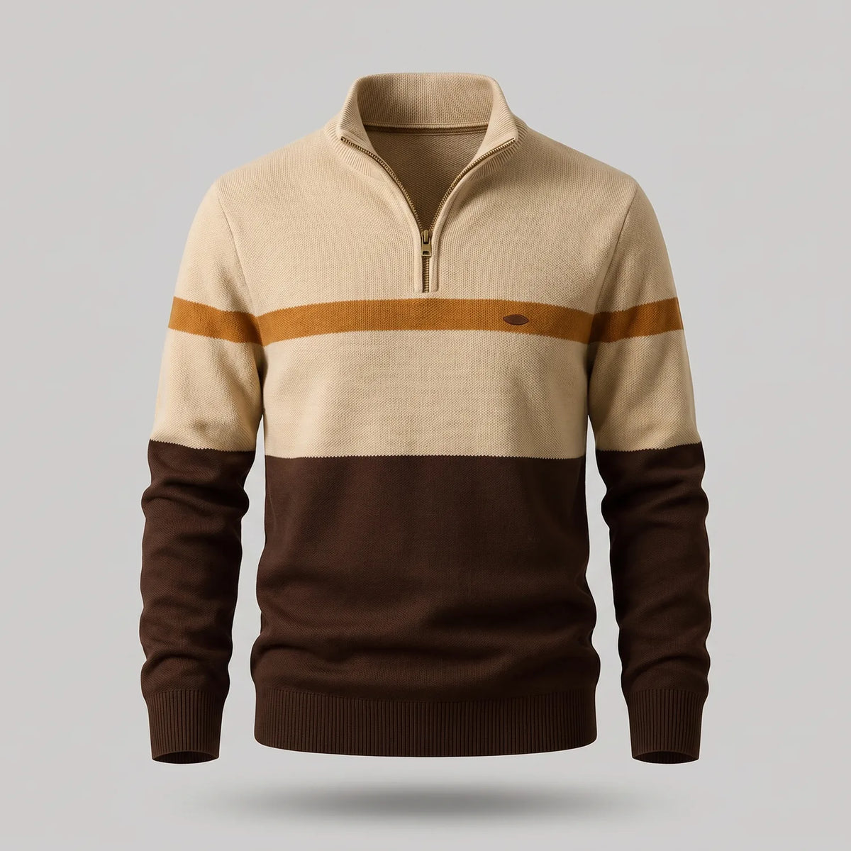 Men's Striped Colour Block Quarter-Zip Jumper