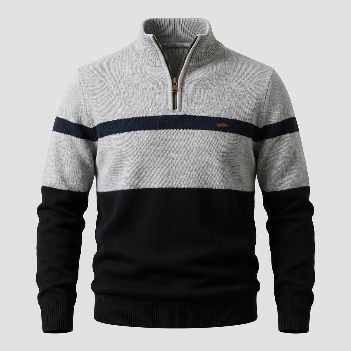 Men's Striped Colour Block Quarter-Zip Jumper