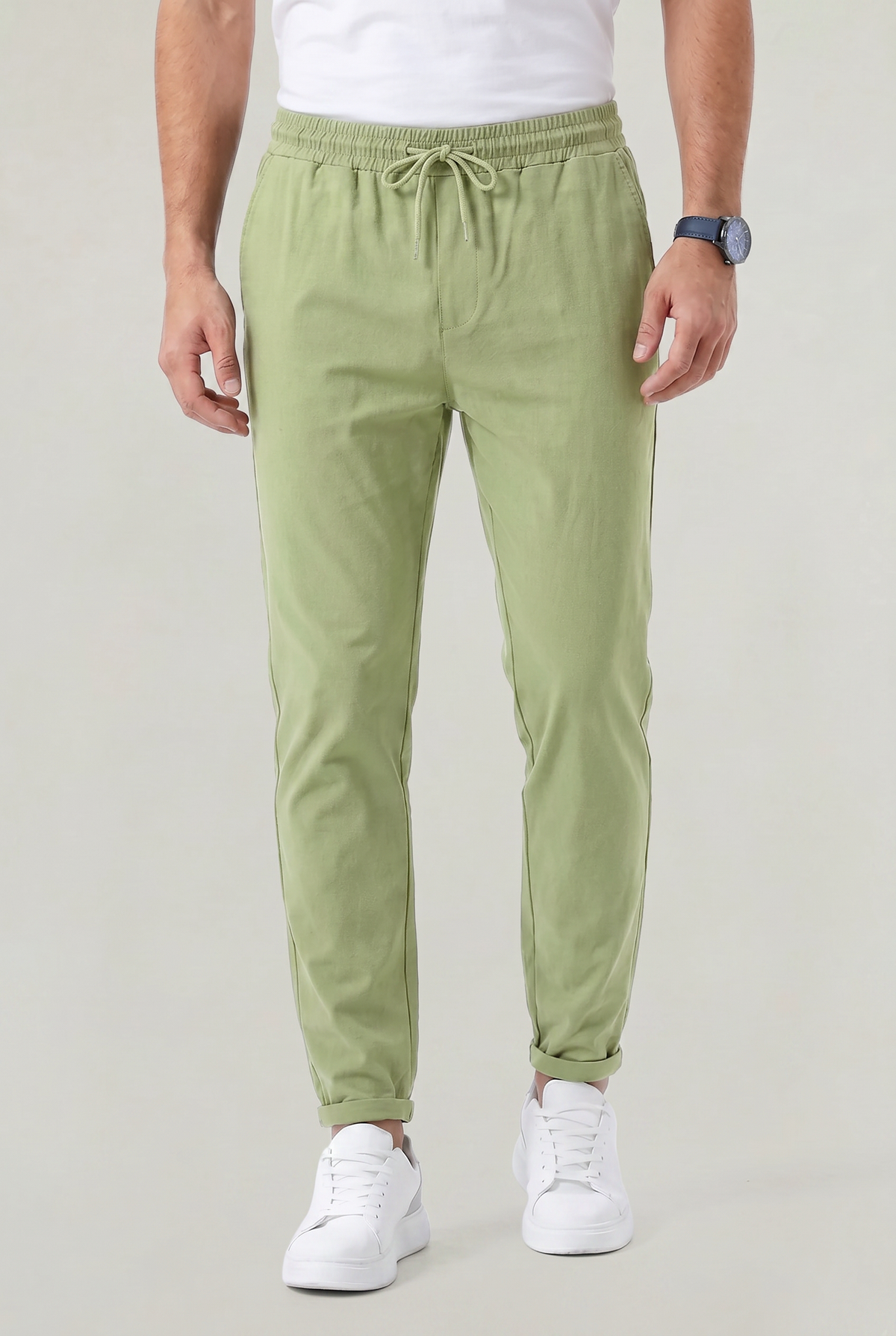Men's Tapered Elastic Waist Drawstring Trousers