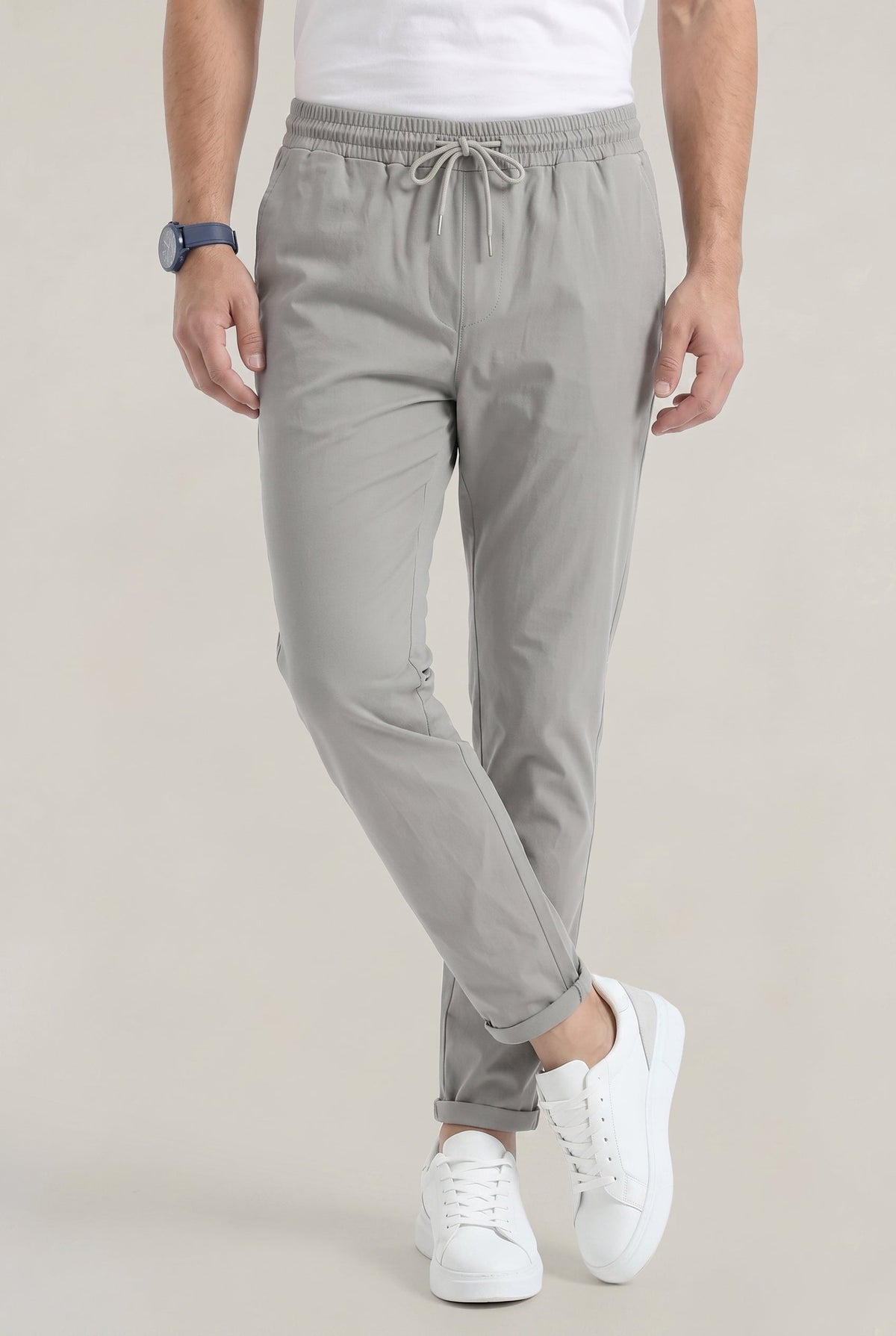 Men's Tapered Elastic Waist Drawstring Trousers