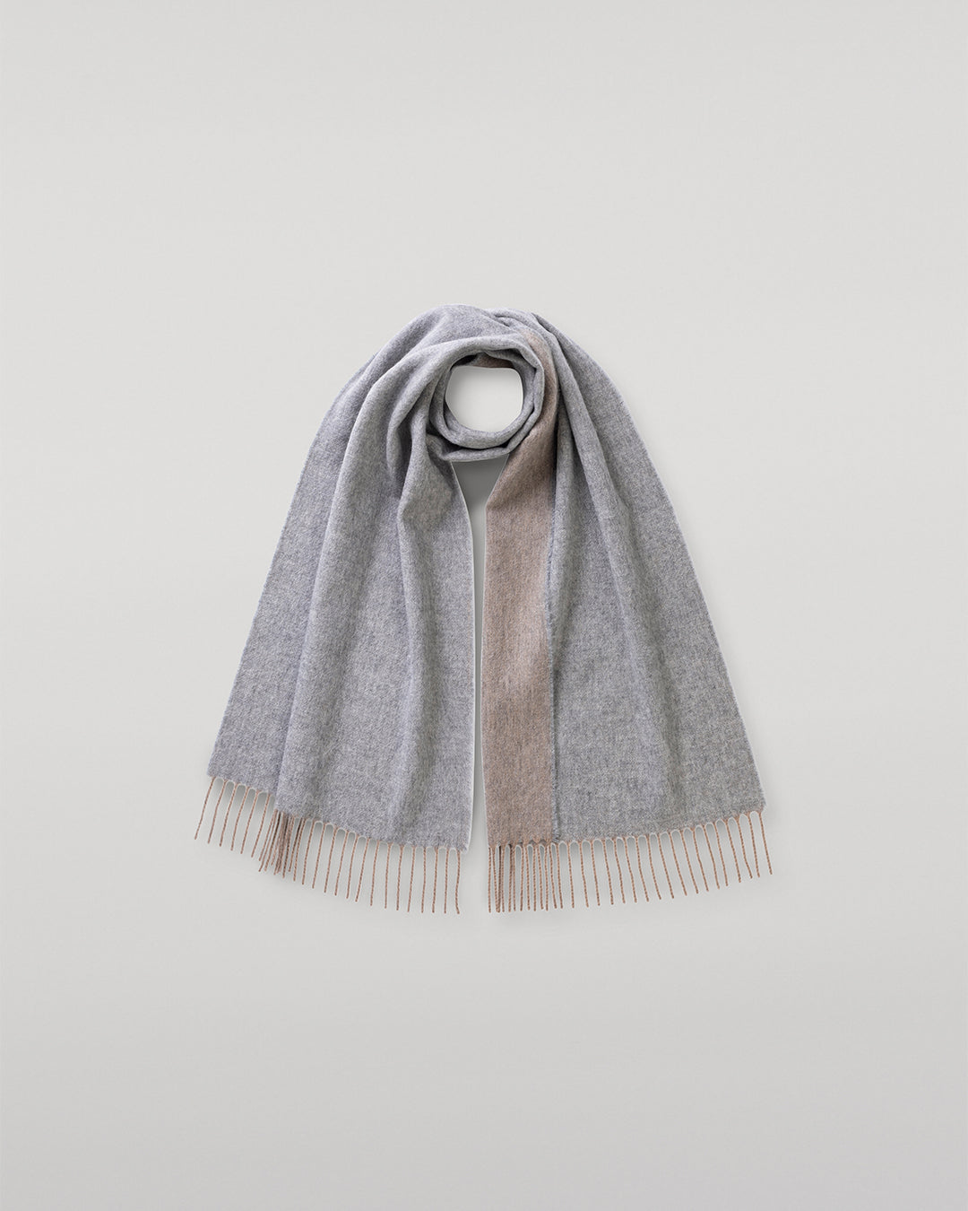 Men's Colour Block Cashmere-Feel Fringed Scarf in Grey and Beige