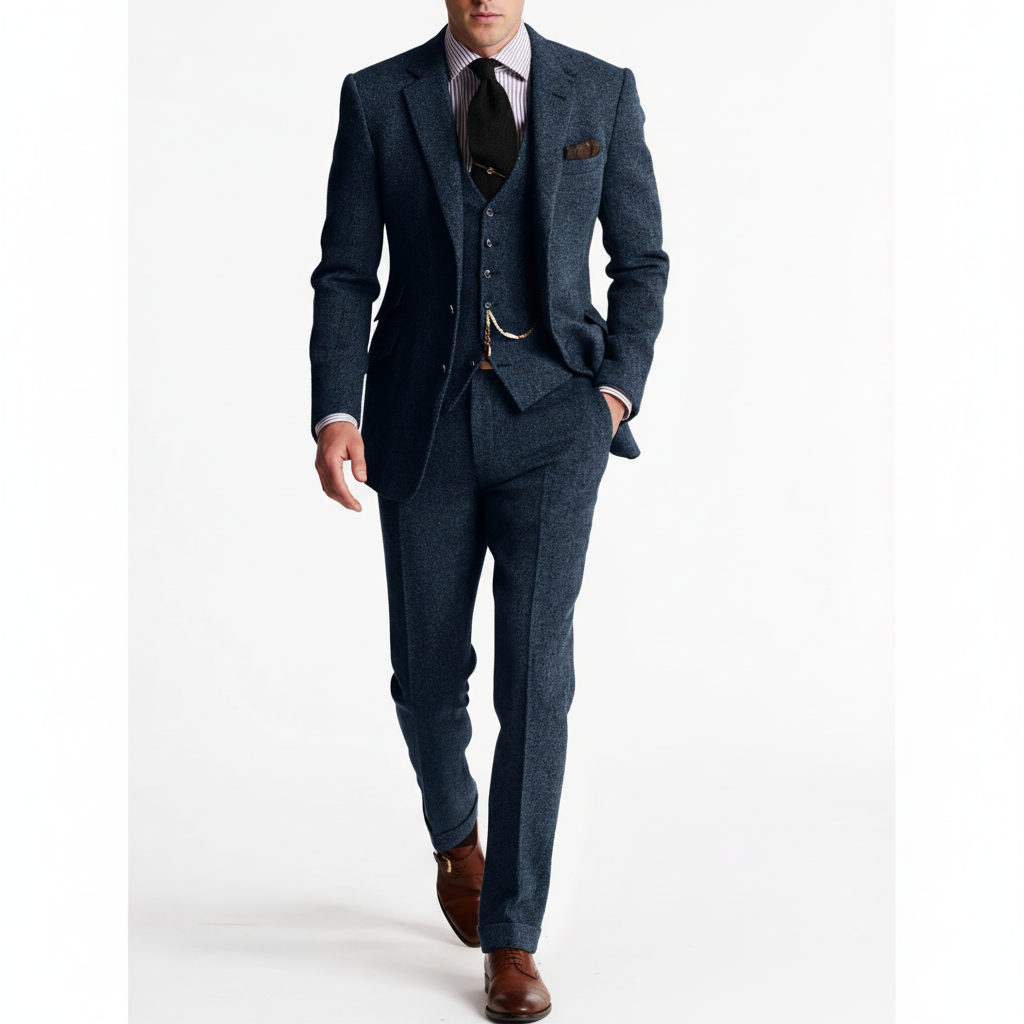 Men's Vintage Style Three-Piece Notch Lapel Suit
